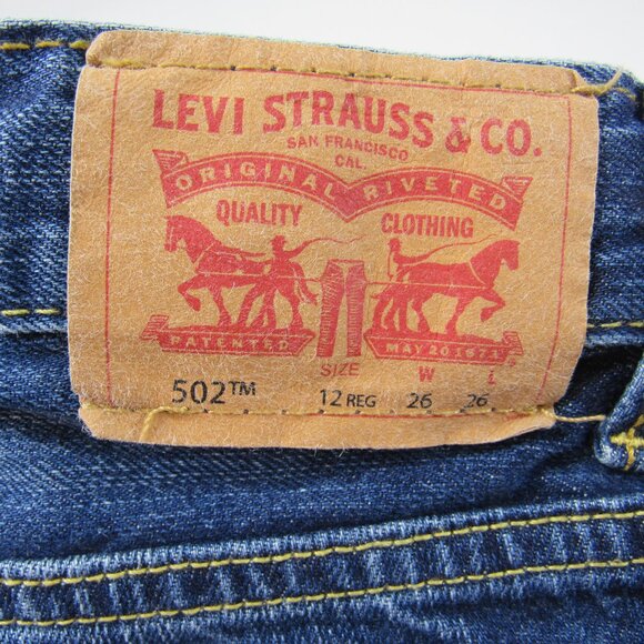 Levi Red Tab 502 Regular Women's Taper Mid Rise Distressed Jeans Size 12 - Picture 10 of 10
